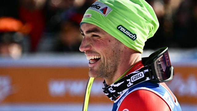 Daniel Yule moves up from 30th to 1st in the World Cup slalom in alpine skiing