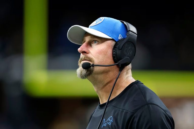 Dan Campbell of the Detroit Lions comes in third place in the NFL Coach of the Year poll